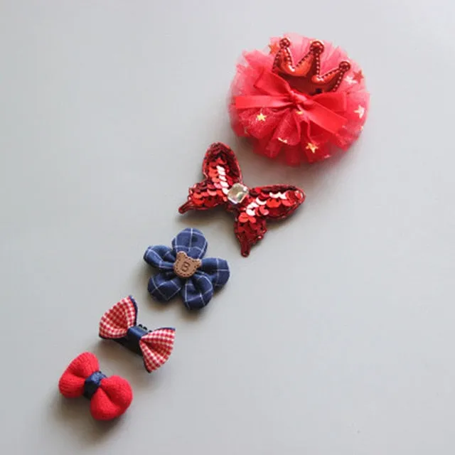 5Pcs/Set Cartoon Toddler Hair Clips Animal Motif Mini Hairpins For Baby Girls Hair Pins