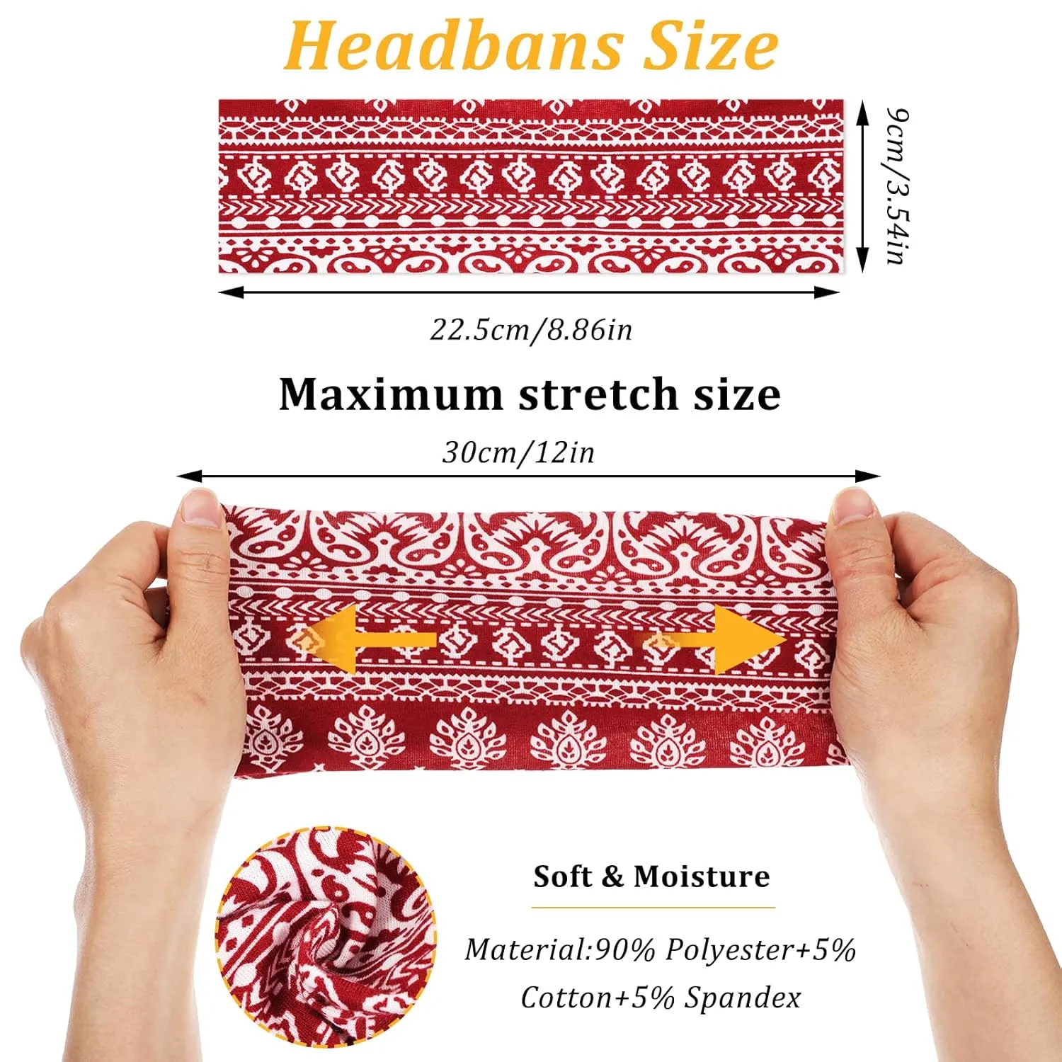 6 Packs Boho Headbands for Women, Fashion Wide Headband Yoga Workout Head Bands Non Slip Hair Wrap Stretchy Hair Accessories for Daily Use Sport Yoga Travel or Running(Cyan)