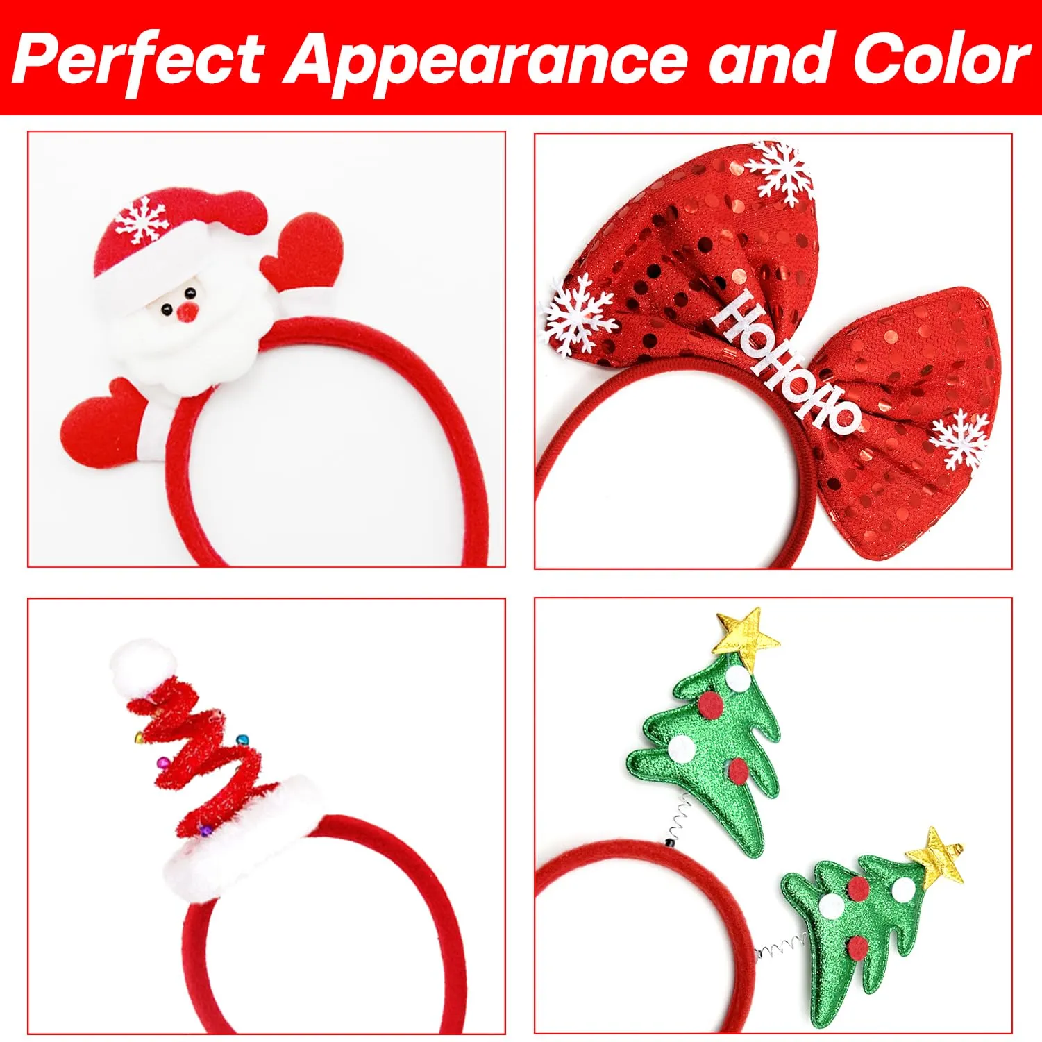 6 Pcs Christmas Headbands for Women, Holiday Headbands Assorted Designs Christmas Headband for Adults Kids Girls Christmas and Party Supplies