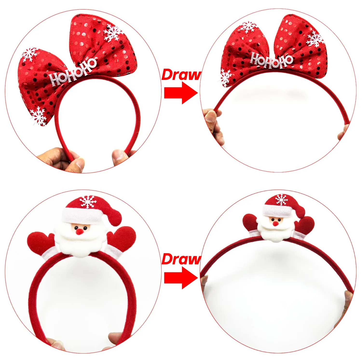 6 Pcs Christmas Headbands for Women, Holiday Headbands Assorted Designs Christmas Headband for Adults Kids Girls Christmas and Party Supplies