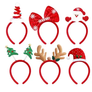 6 Pcs Christmas Headbands for Women, Holiday Headbands Assorted Designs Christmas Headband for Adults Kids Girls Christmas and Party Supplies