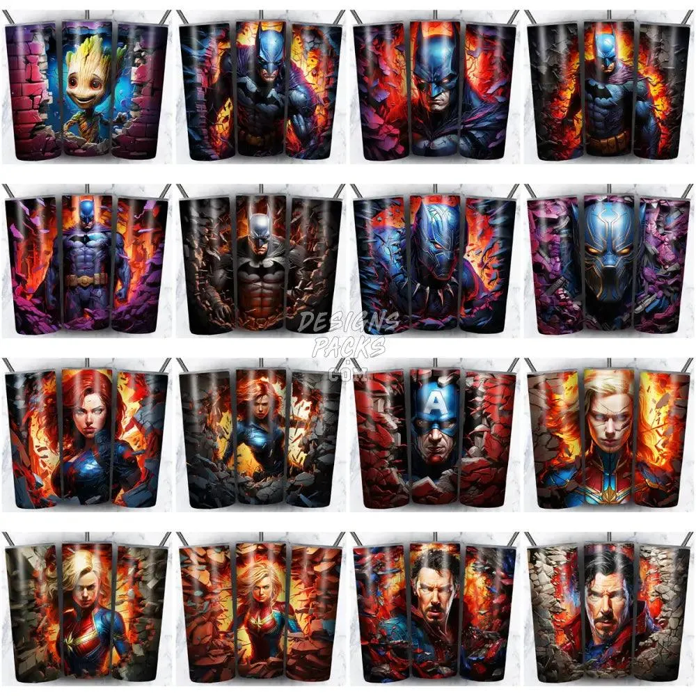 61 WALL SUPERHEROES Tumbler Wrap Bundle JPG