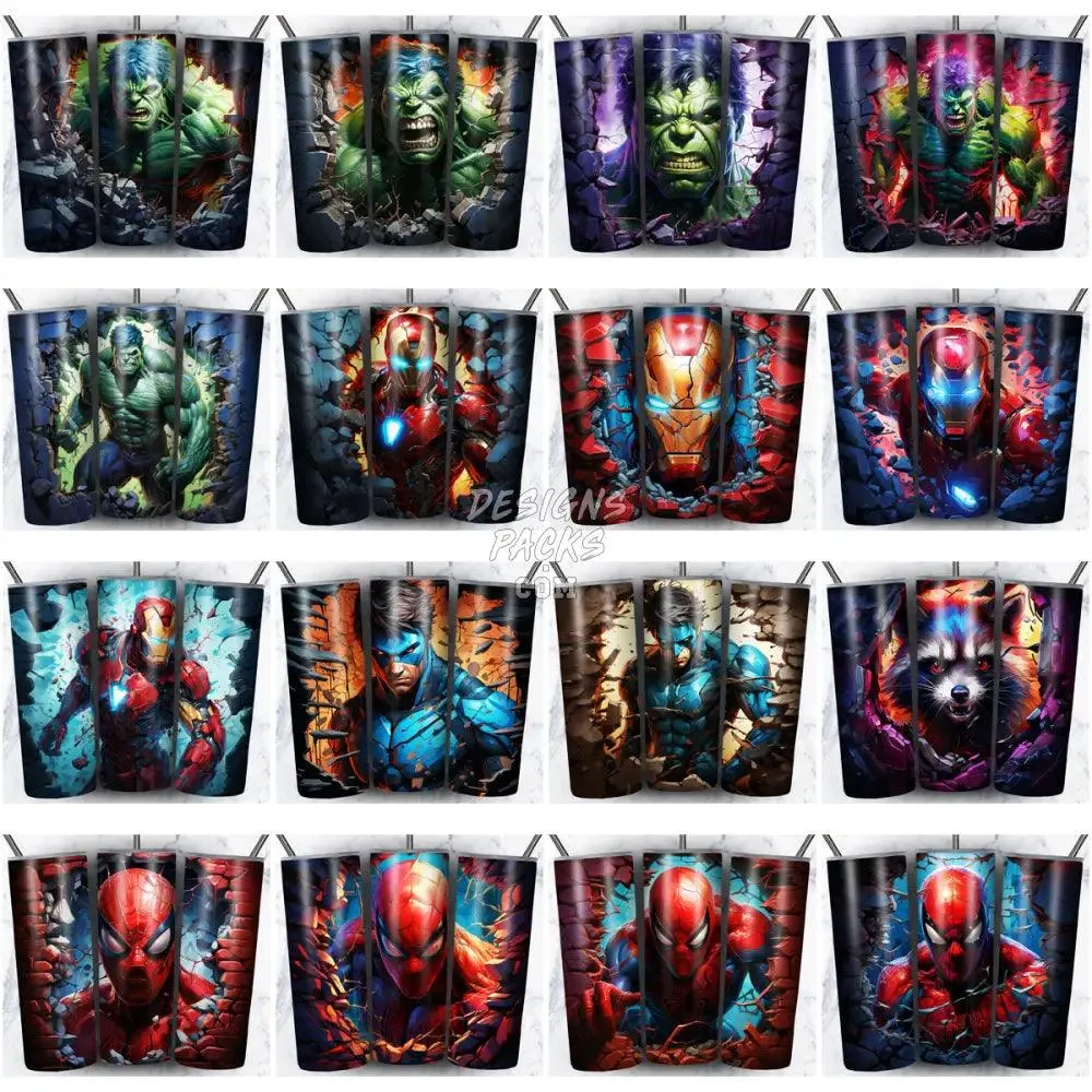 61 WALL SUPERHEROES Tumbler Wrap Bundle JPG