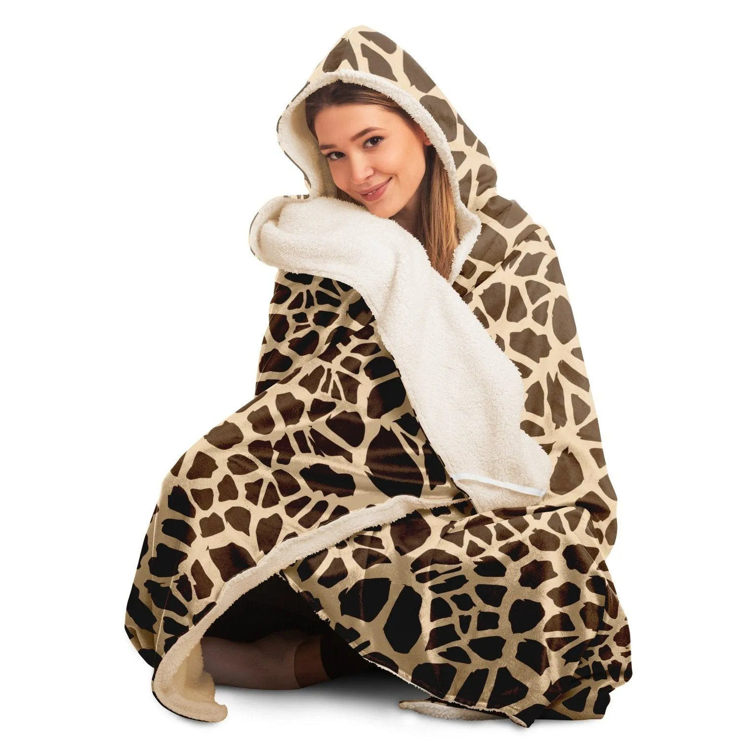 65 MCMLXV Unisex Giraffe Print Hooded Blanket