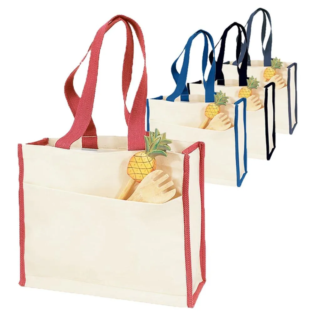 72 ct Heavy Canvas Tote Bag with Colored Trim - By Case