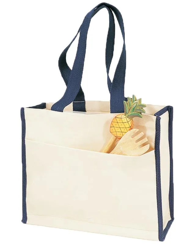 72 ct Heavy Canvas Tote Bag with Colored Trim - By Case