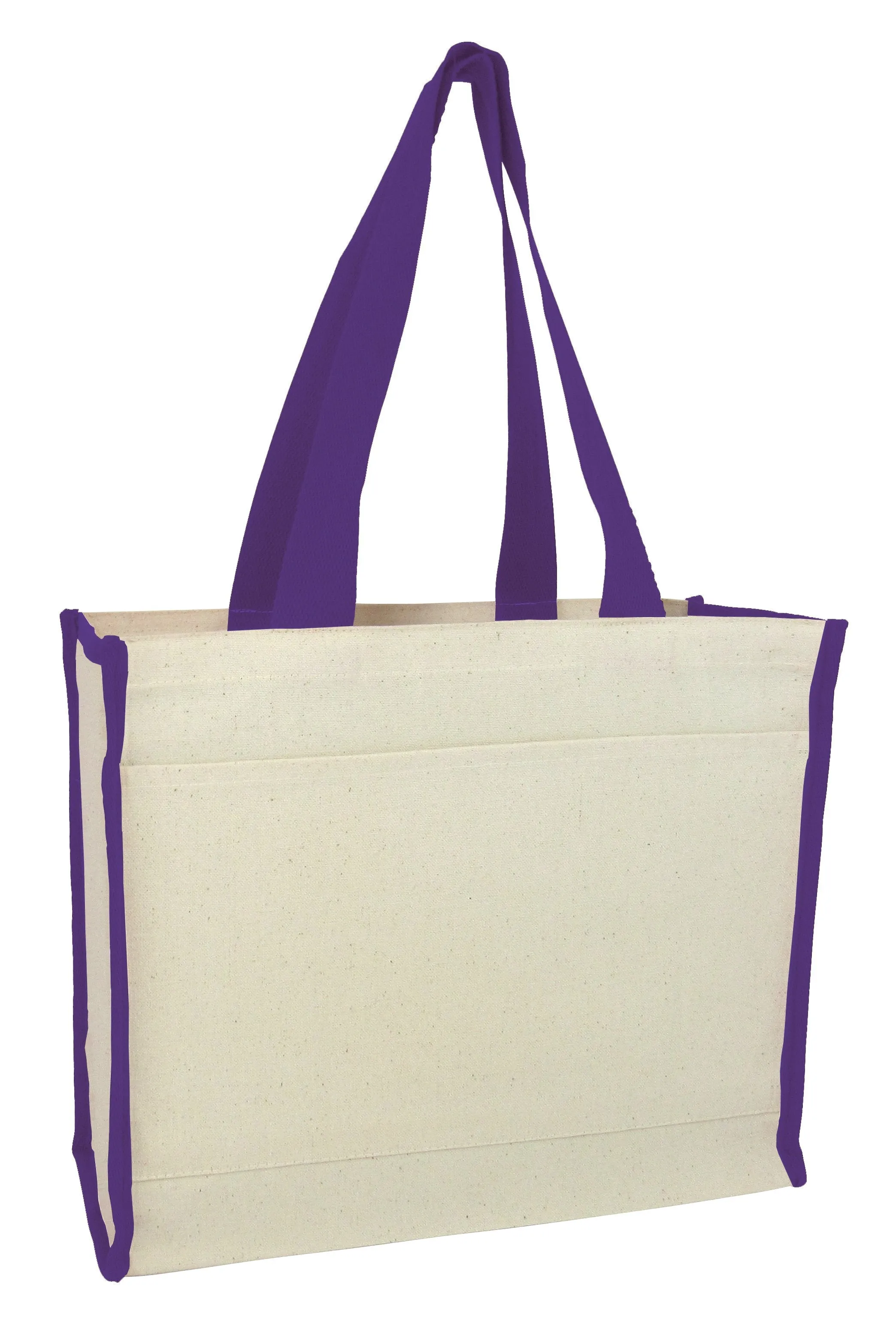 72 ct Heavy Canvas Tote Bag with Colored Trim - By Case