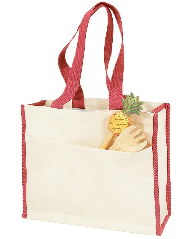 72 ct Heavy Canvas Tote Bag with Colored Trim - By Case
