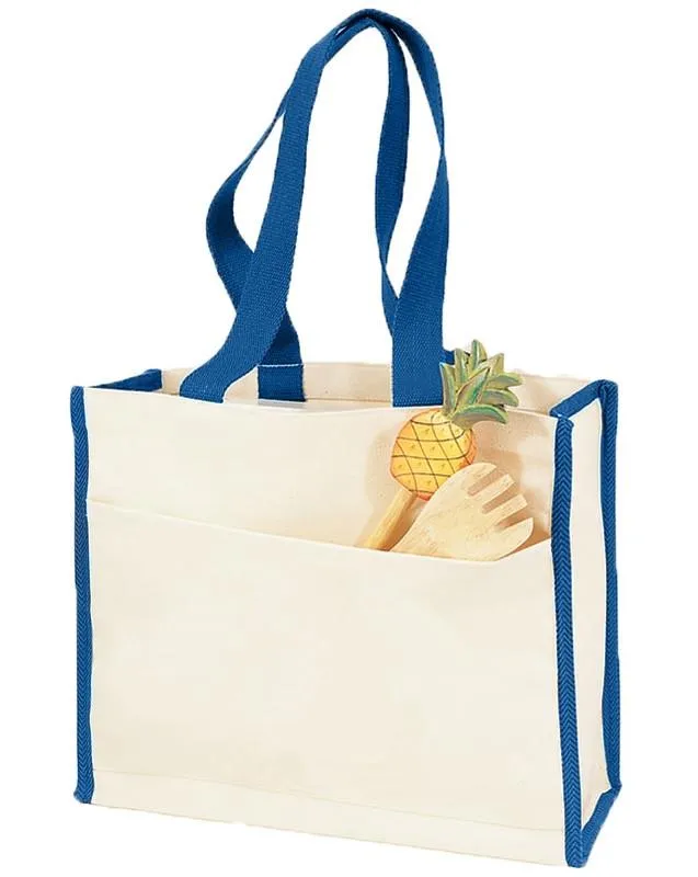 72 ct Heavy Canvas Tote Bag with Colored Trim - By Case