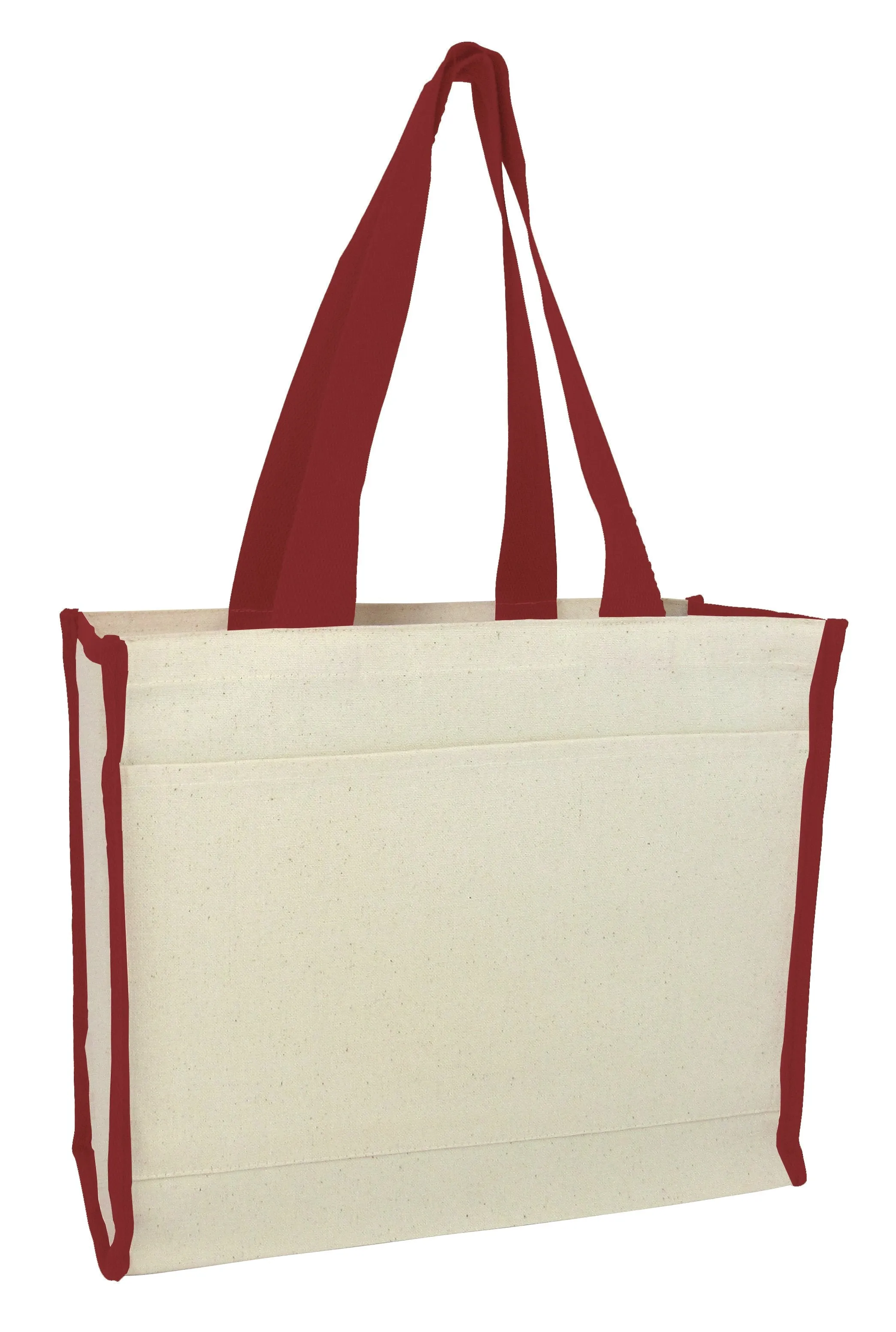 72 ct Heavy Canvas Tote Bag with Colored Trim - By Case