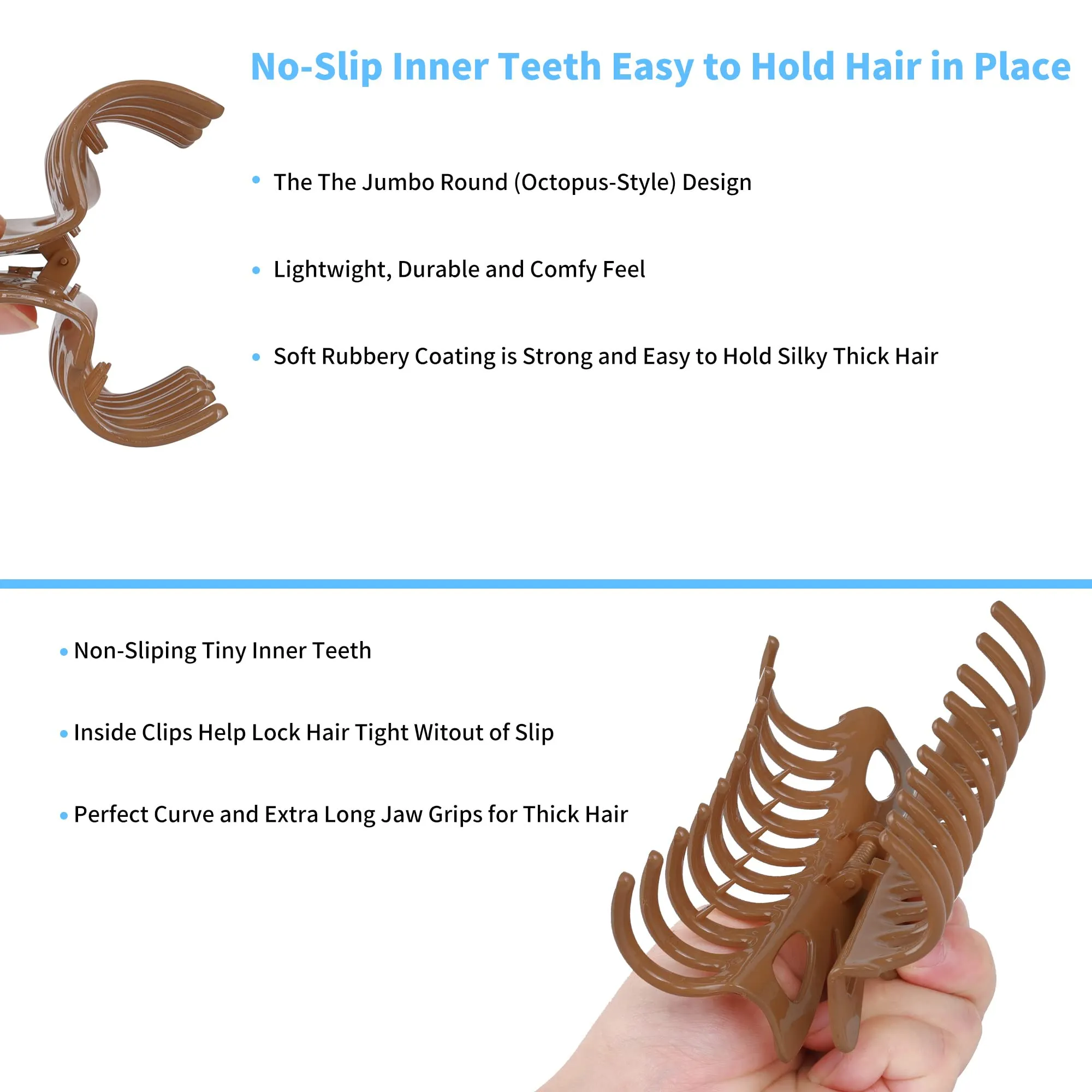 79Style Hair Clip, 6pcs Big Hair Clips for Women, Hair Claws for Thick Hair, Banana Clips for Hair, Plastic Hair Clip For Girls, Chocolate