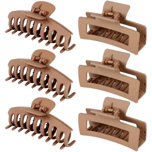 79Style Hair Clip, 6pcs Big Hair Clips for Women, Hair Claws for Thick Hair, Banana Clips for Hair, Plastic Hair Clip For Girls, Chocolate