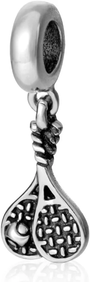 925 Sterling Silver Charm Tennis Racket Charm Sport Charm Travel Charm fit for Pandora Bracelet