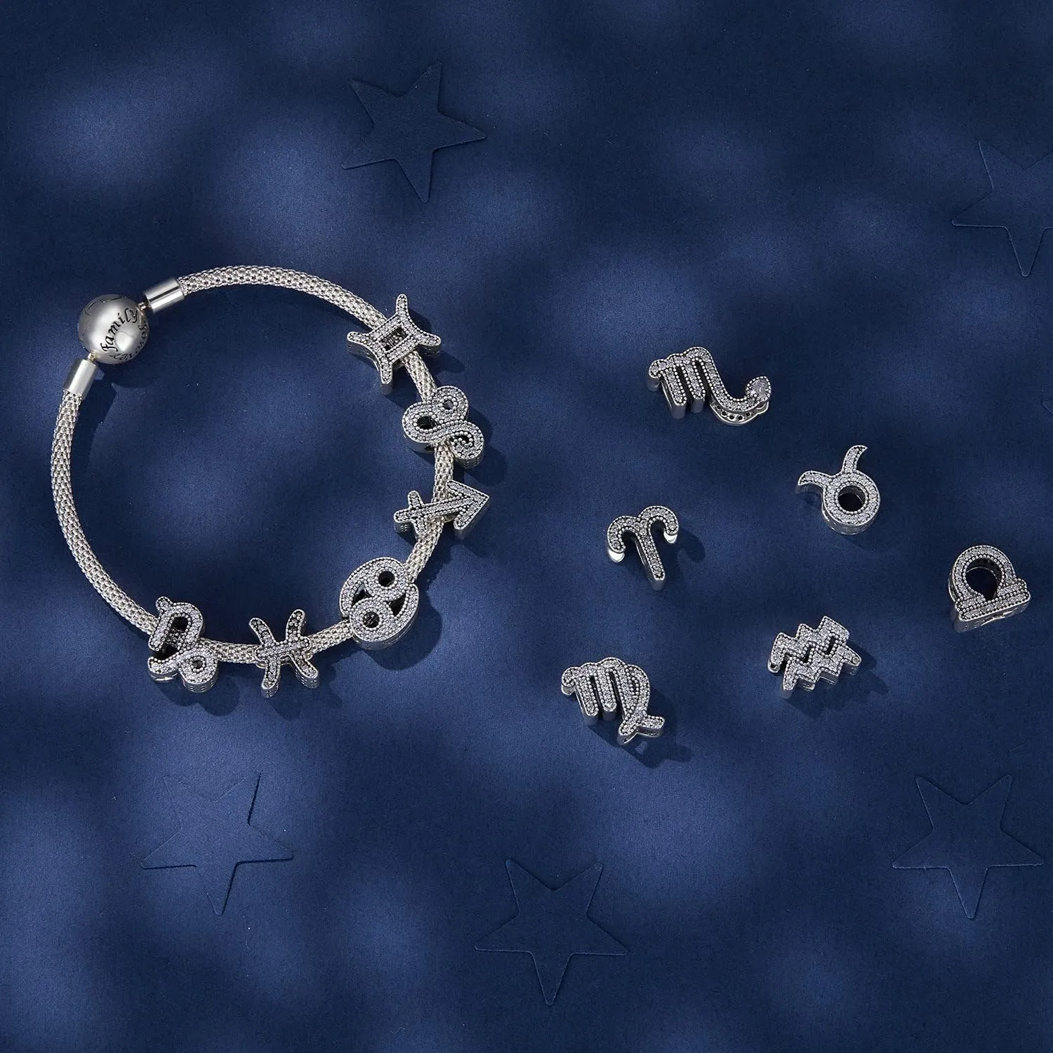 925 Sterling Silver Constellation Charm Birthday Birthstone Charm Mom Family Charm Christmas DIY Charm for Pandora Charm Bracelet