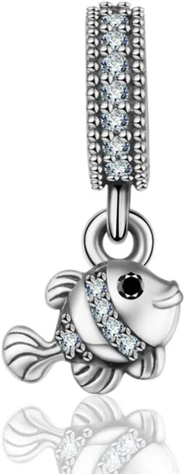 925 Sterling Silver Fish Charm Animal Charm Birthday Charm Love Charm for Pandora Charm Bracelet
