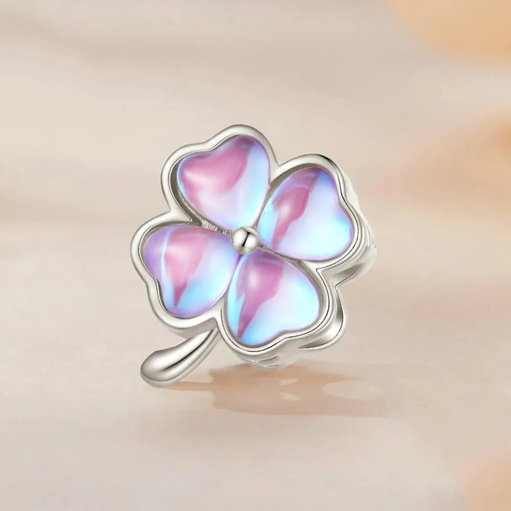 925 Sterling Silver Four-leaf Clover Charm Flower Charm Family Sunflower Charm Love Heart Charm Birthstone Mom Charm for Pandora Charm Bracelet