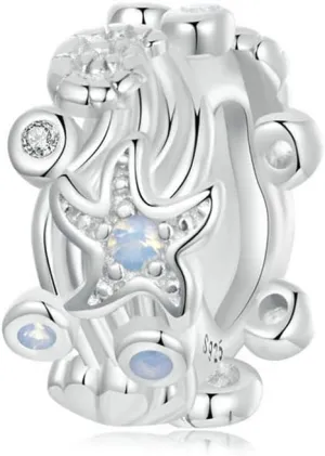 925 Sterling Silver Spacer Charm Clip Stopper Charm Starfish Heart Love Flower Birthstone Mom Love for Pandora Charm Bracelet