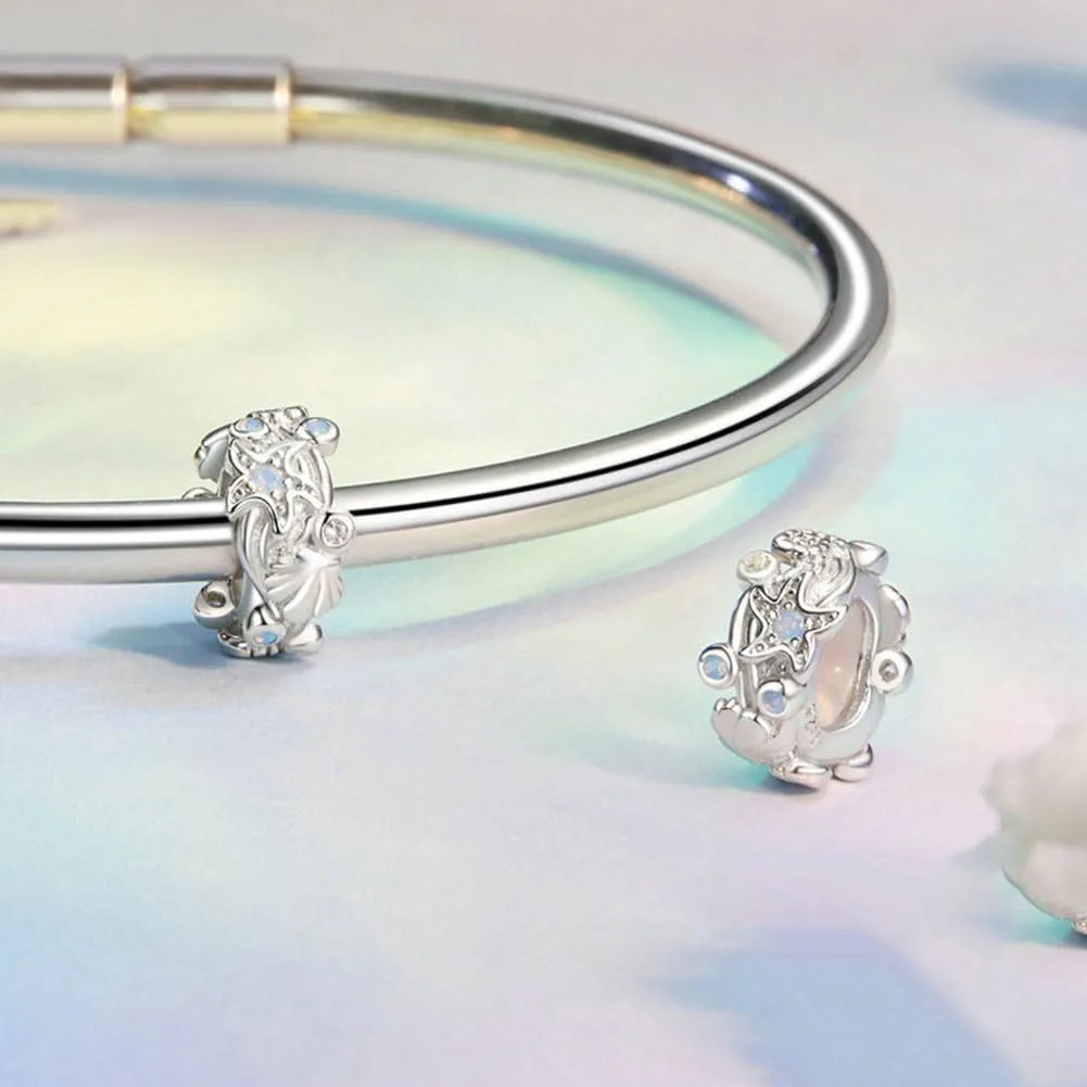 925 Sterling Silver Spacer Charm Clip Stopper Charm Starfish Heart Love Flower Birthstone Mom Love for Pandora Charm Bracelet