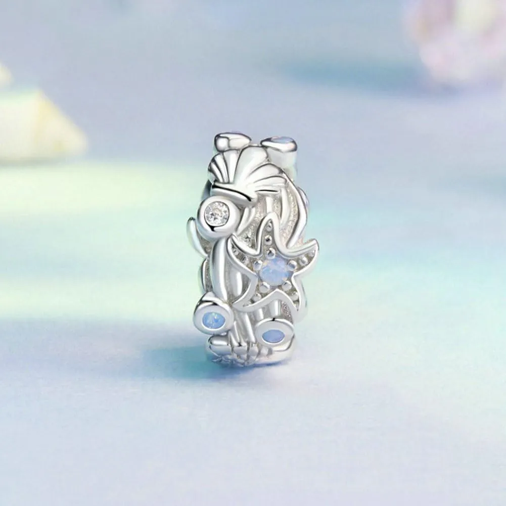 925 Sterling Silver Spacer Charm Clip Stopper Charm Starfish Heart Love Flower Birthstone Mom Love for Pandora Charm Bracelet