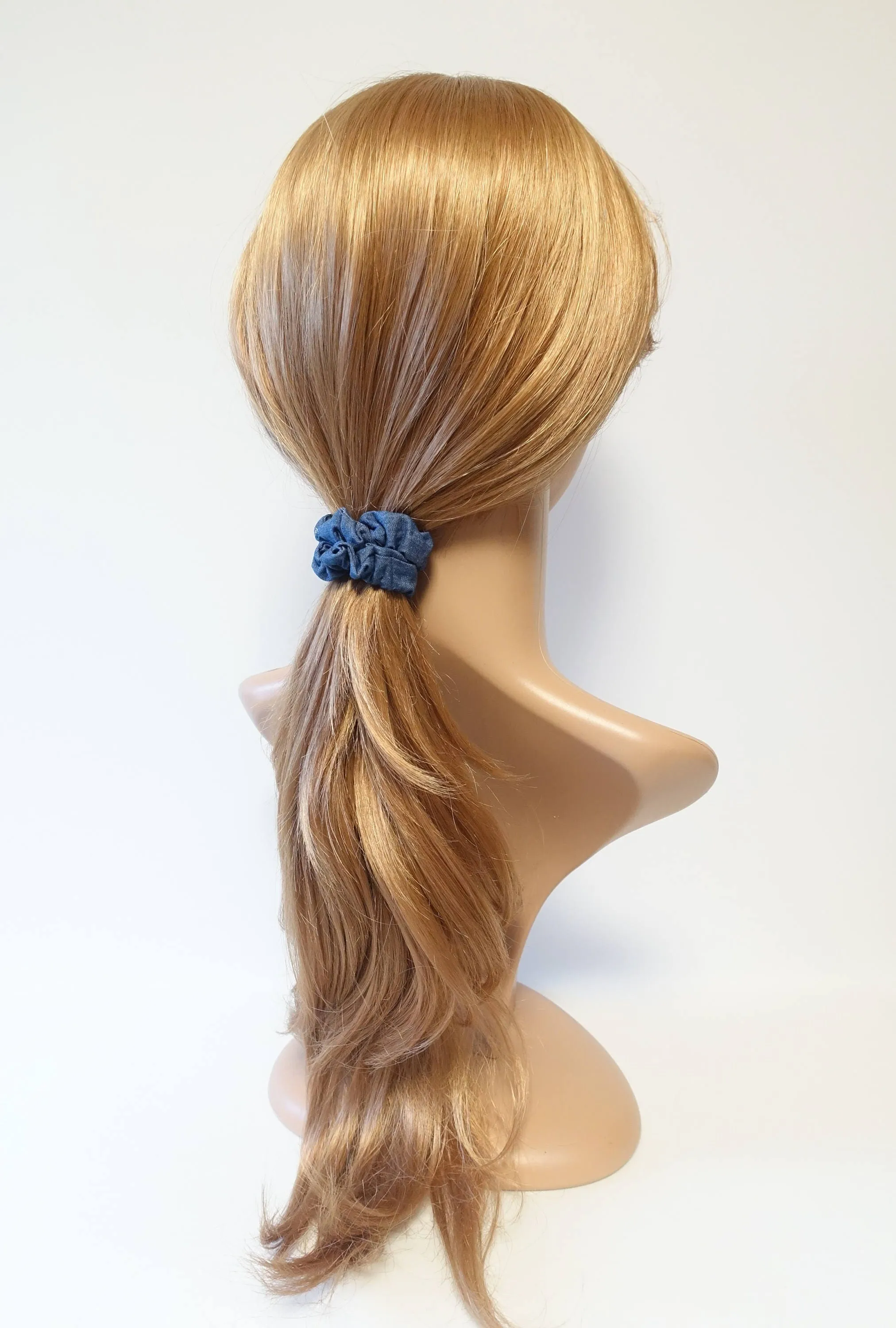 A Set of 3 Denim Scrunchies Blue Light Blue Dark Blue Jean Hair Elastic hair tie scrunchy Set