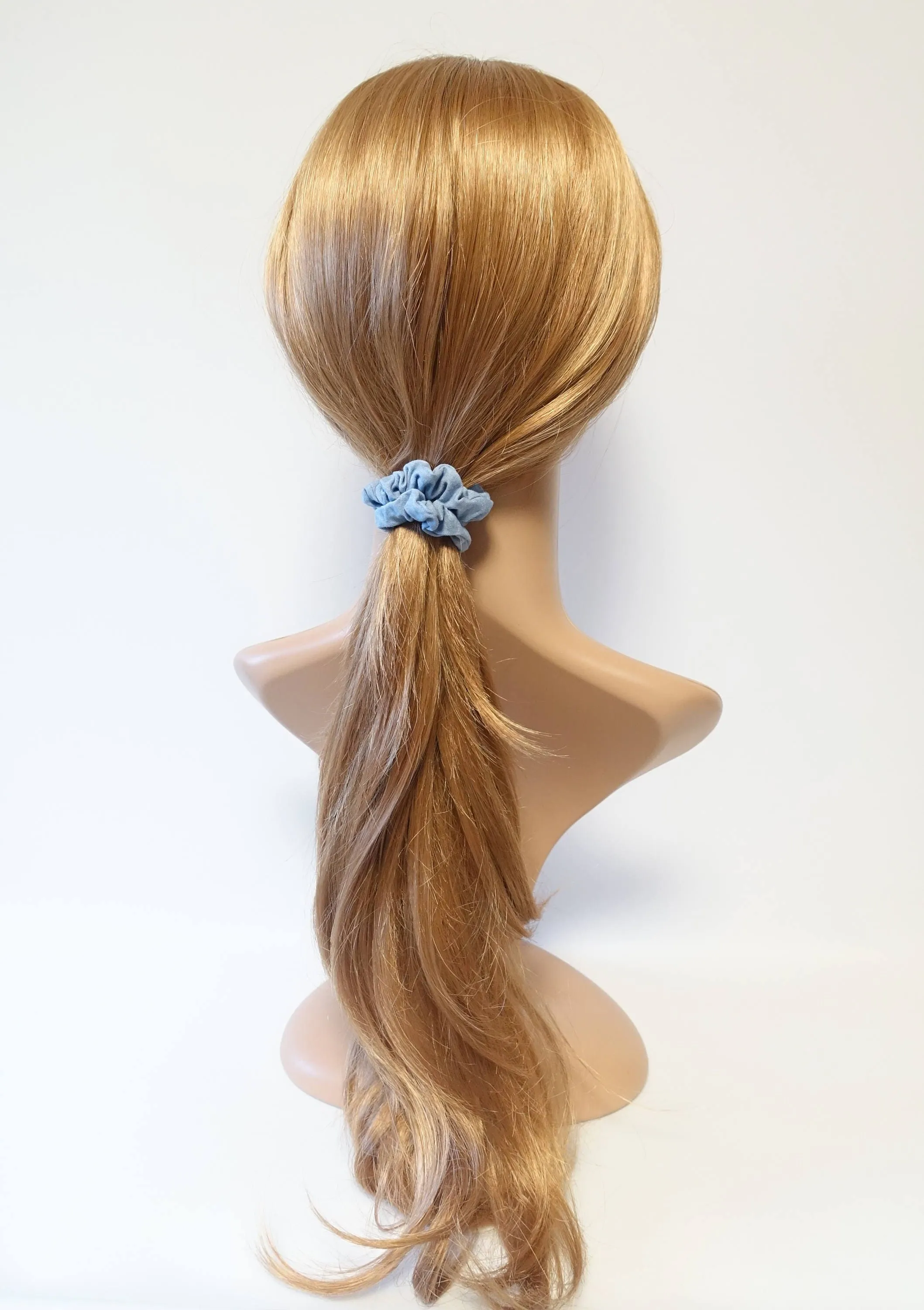 A Set of 3 Denim Scrunchies Blue Light Blue Dark Blue Jean Hair Elastic hair tie scrunchy Set