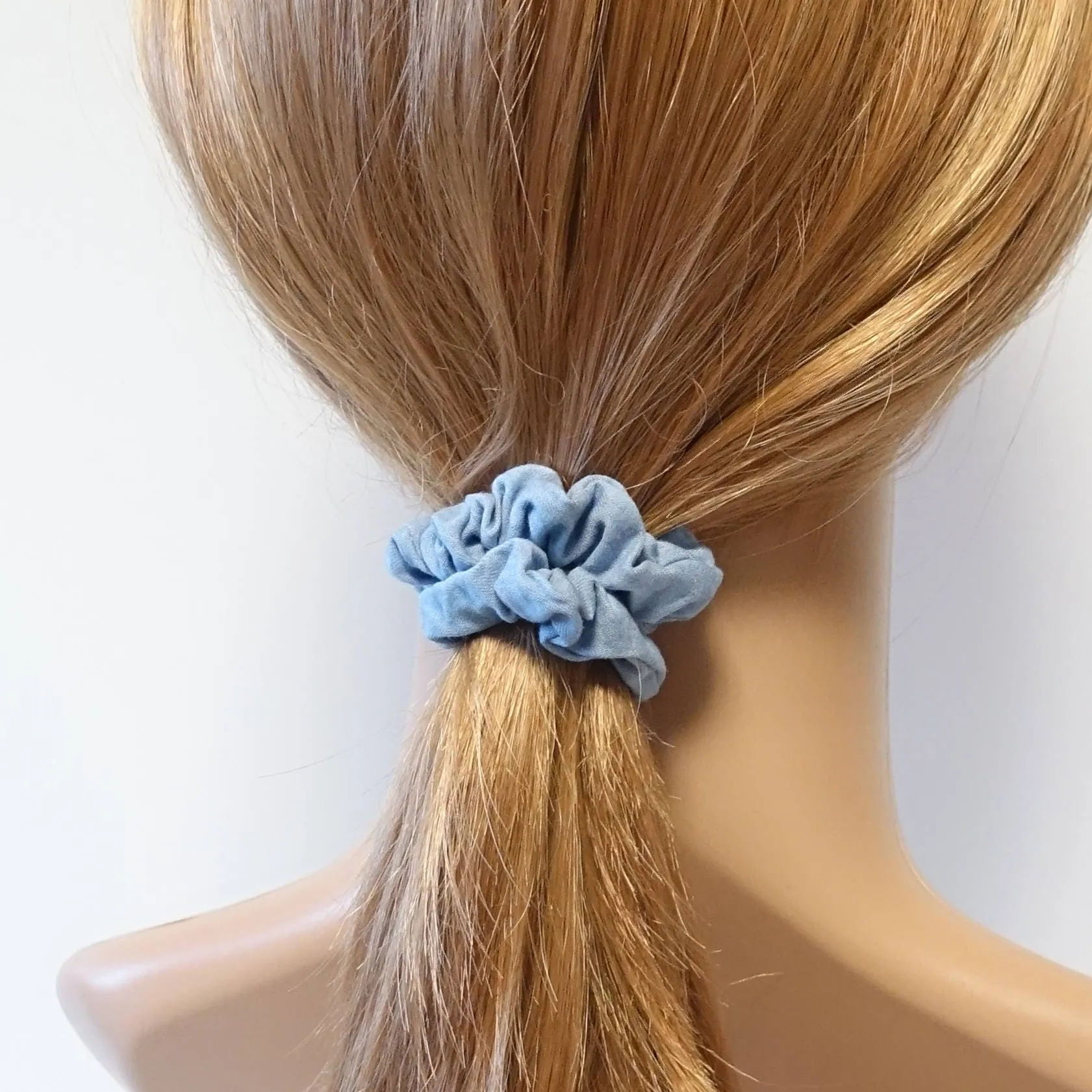 A Set of 3 Denim Scrunchies Blue Light Blue Dark Blue Jean Hair Elastic hair tie scrunchy Set