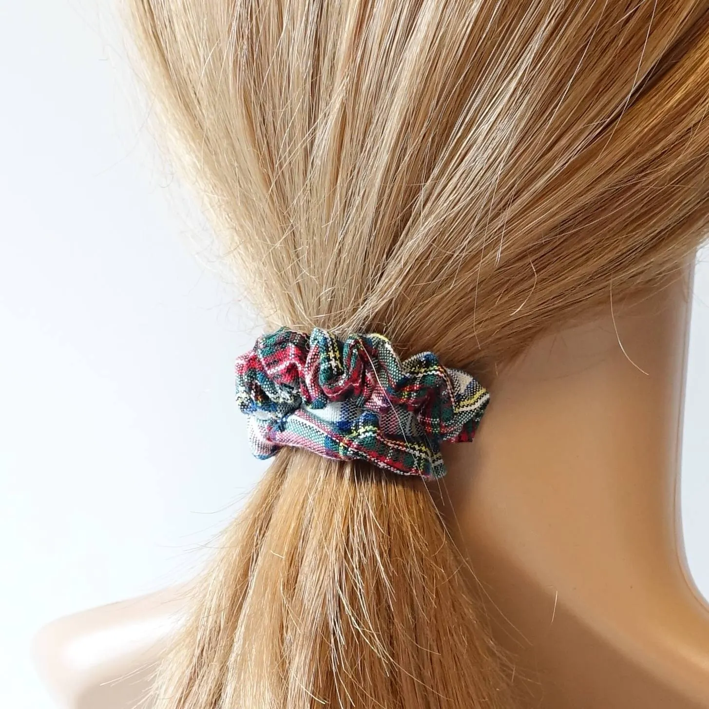 A set of 3 Tartan Check Mini Hair scrunchies hair tie  Elastic scrunchy Women accessory
