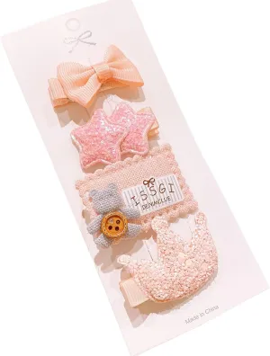 Accessories Hair Clips for Girls 4 Pairs of Star, Candy, Heart, Butterfly Shaped Barrette Metal Snap for Styling Kids