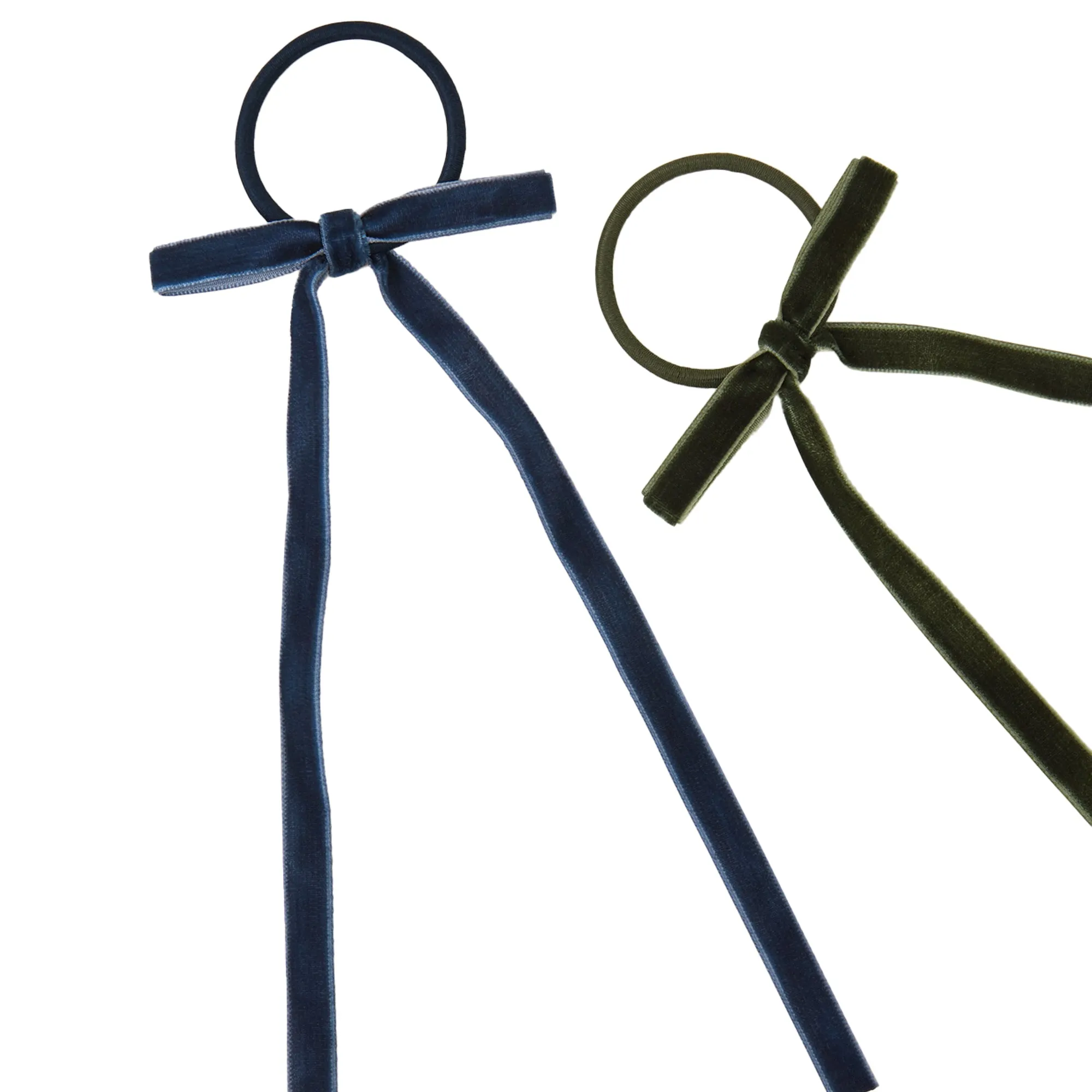 Accessorize London Women Velvet Ribbon Bow Hair Ponytail Holder Set Of 2