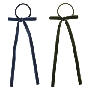 Accessorize London Women Velvet Ribbon Bow Hair Ponytail Holder Set Of 2