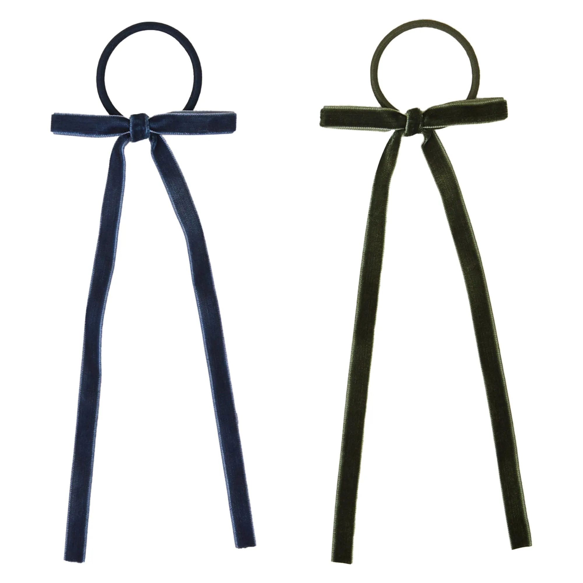 Accessorize London Women Velvet Ribbon Bow Hair Ponytail Holder Set Of 2
