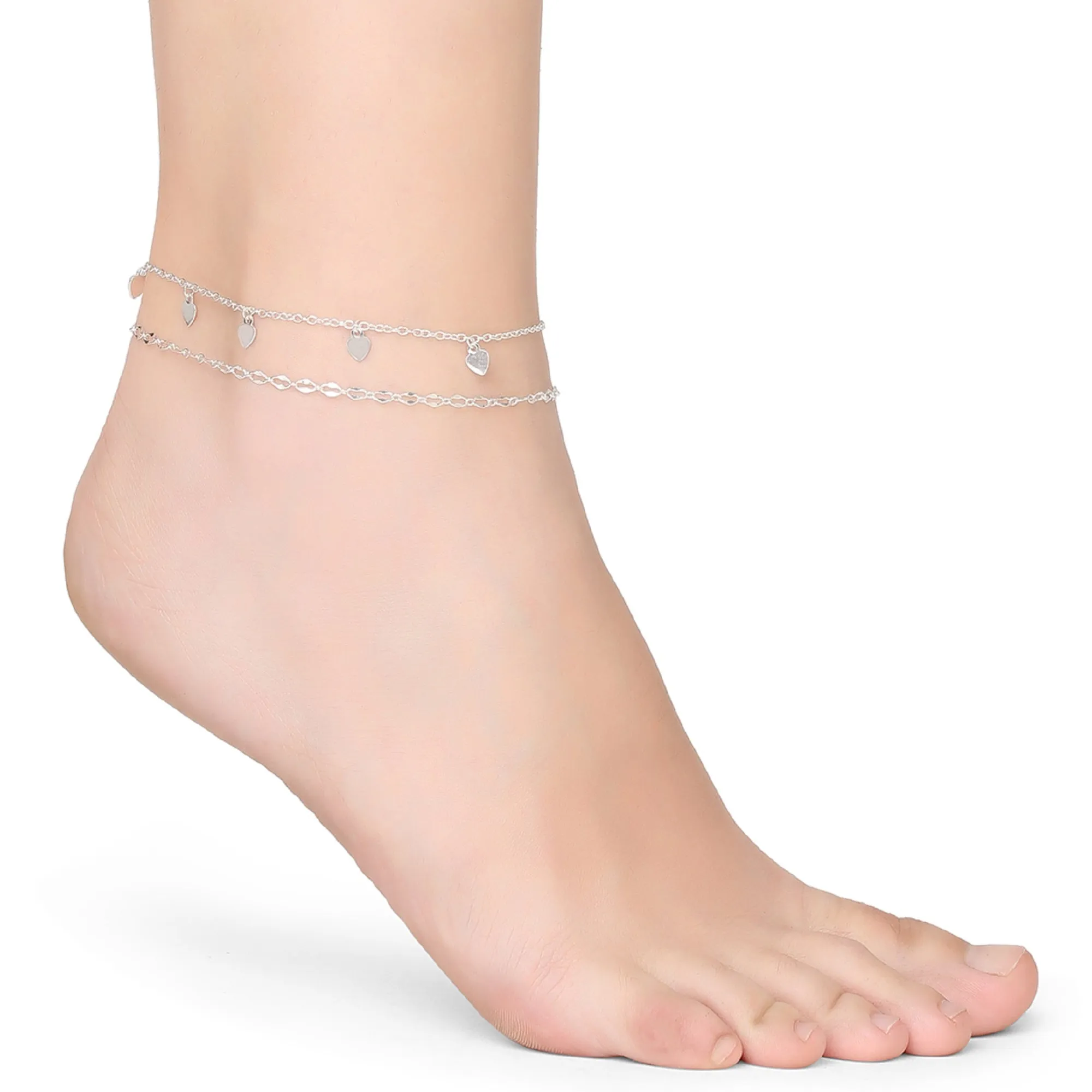 Accessorize London Women's Silver pack of 4 Circles Anklet jewellery