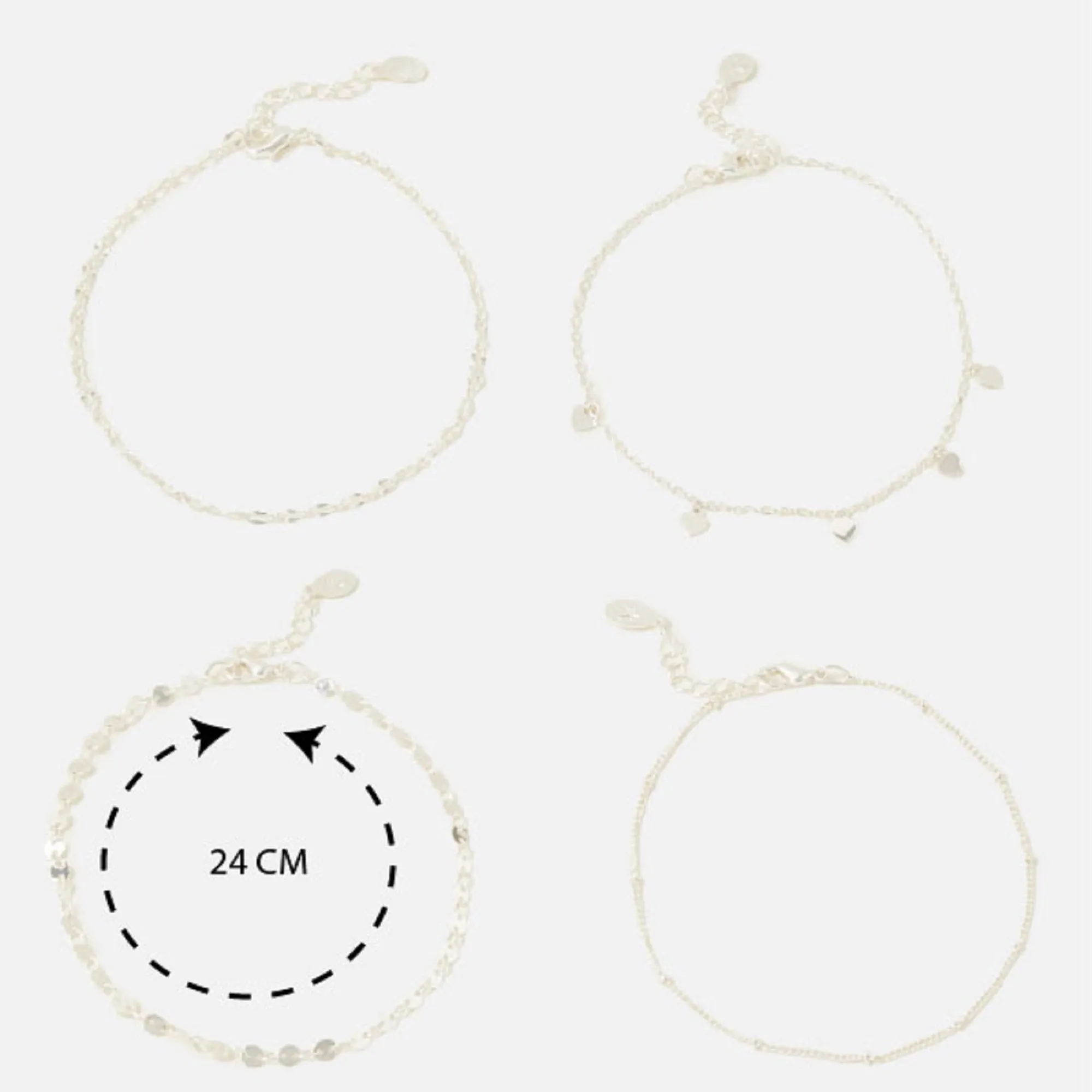 Accessorize London Women's Silver pack of 4 Circles Anklet jewellery