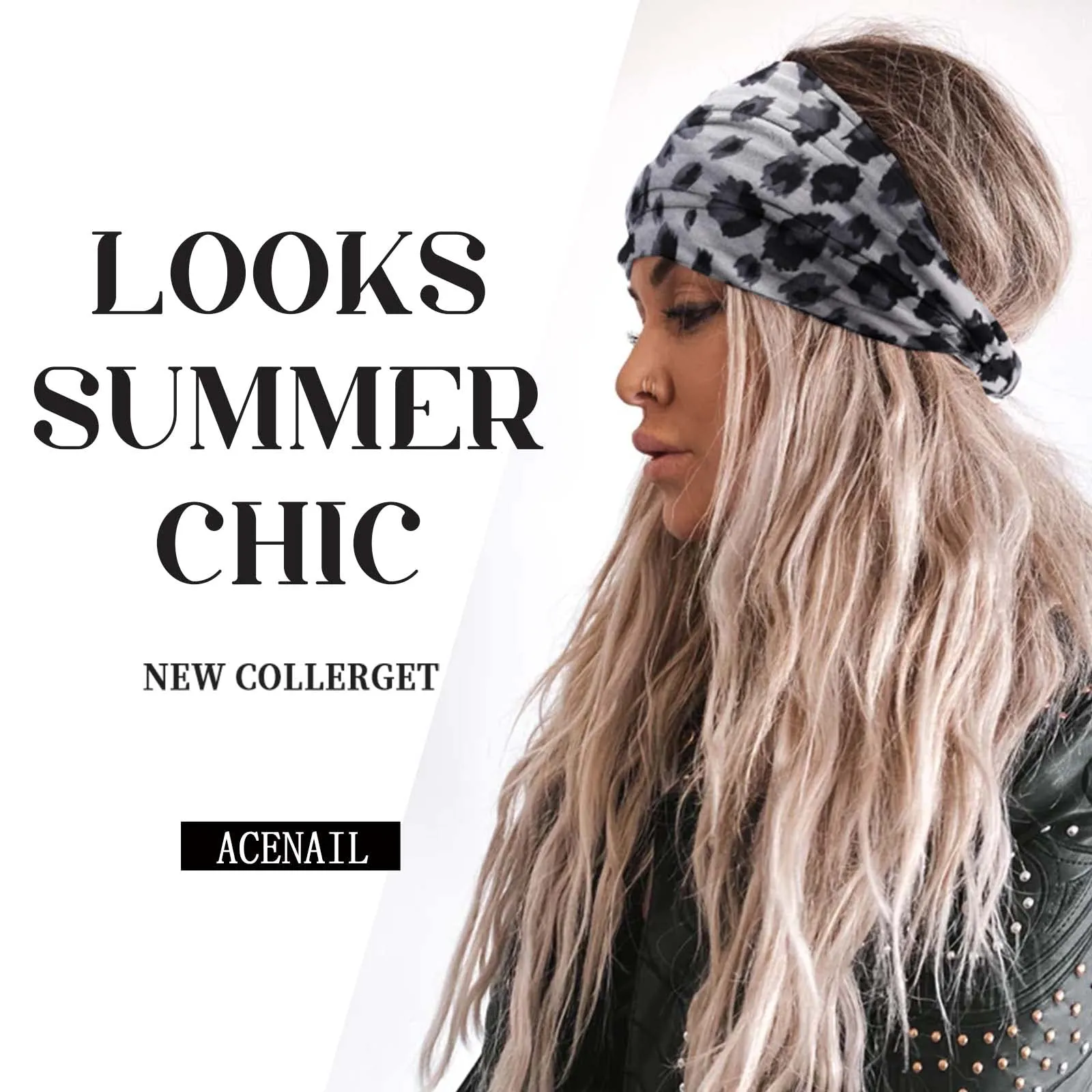 Acenail Wide Headbands Women Knotted Turban Headband Elastic Non Slip Hairbands Boho Head Wraps Workout Leopard Yoga Cotton Hair Scarfs Fashion Hair Accessories for Women 4Pcs (Leopard)