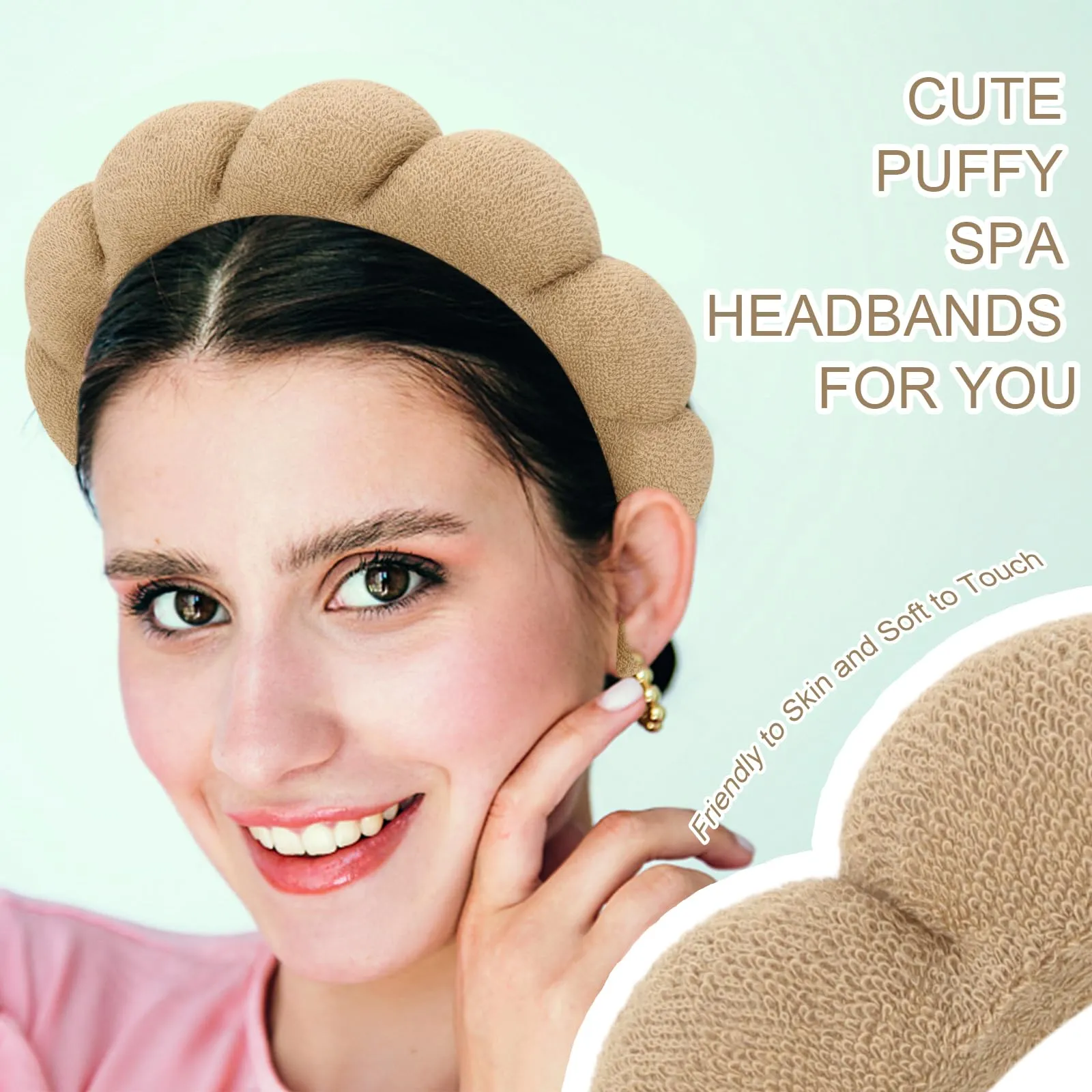 ACO-UINT 3 Pack Terry Cloth Spa Headbands - Skincare Makeup Headbands With Puffy Hair Band for Face Washing and Skincare Routine