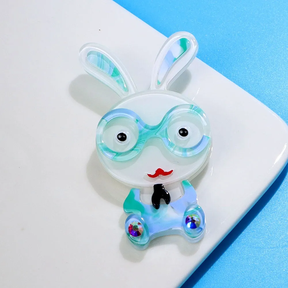 Acrylic Blue Color Rabbit Brooches For Women