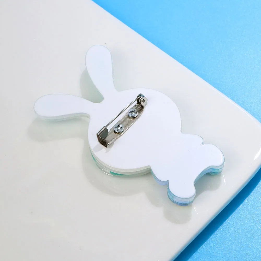 Acrylic Blue Color Rabbit Brooches For Women