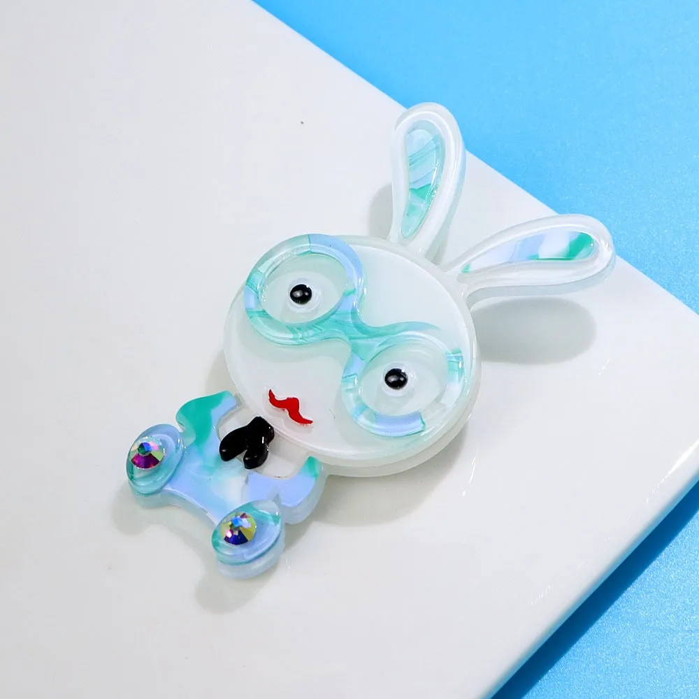 Acrylic Blue Color Rabbit Brooches For Women