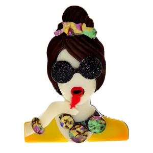 Acrylic Cute Eating Girl Brooch Pin Modern Fashion Acetate Fiber Jewelry