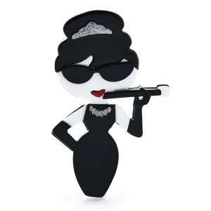 Acrylic Famous Actor Figure Brooches For Women