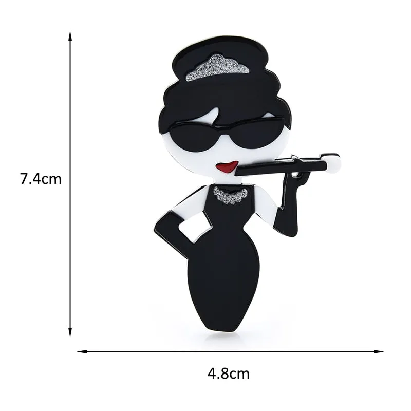 Acrylic Famous Actor Figure Brooches For Women