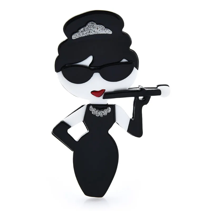 Acrylic Famous Actor Figure Brooches For Women