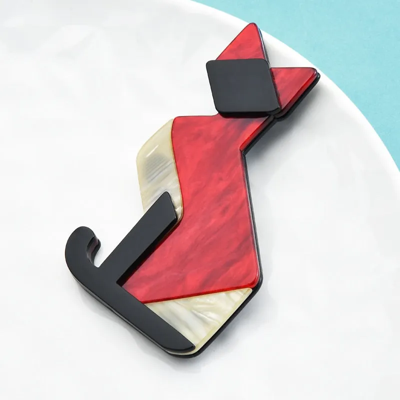 Acrylic Geometry Persian Cat Brooch Pins For Women