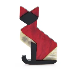 Acrylic Geometry Persian Cat Brooch Pins For Women