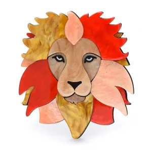 Acrylic Lion Brooches For Women Men Strong Lion Animal Party Office Brooch