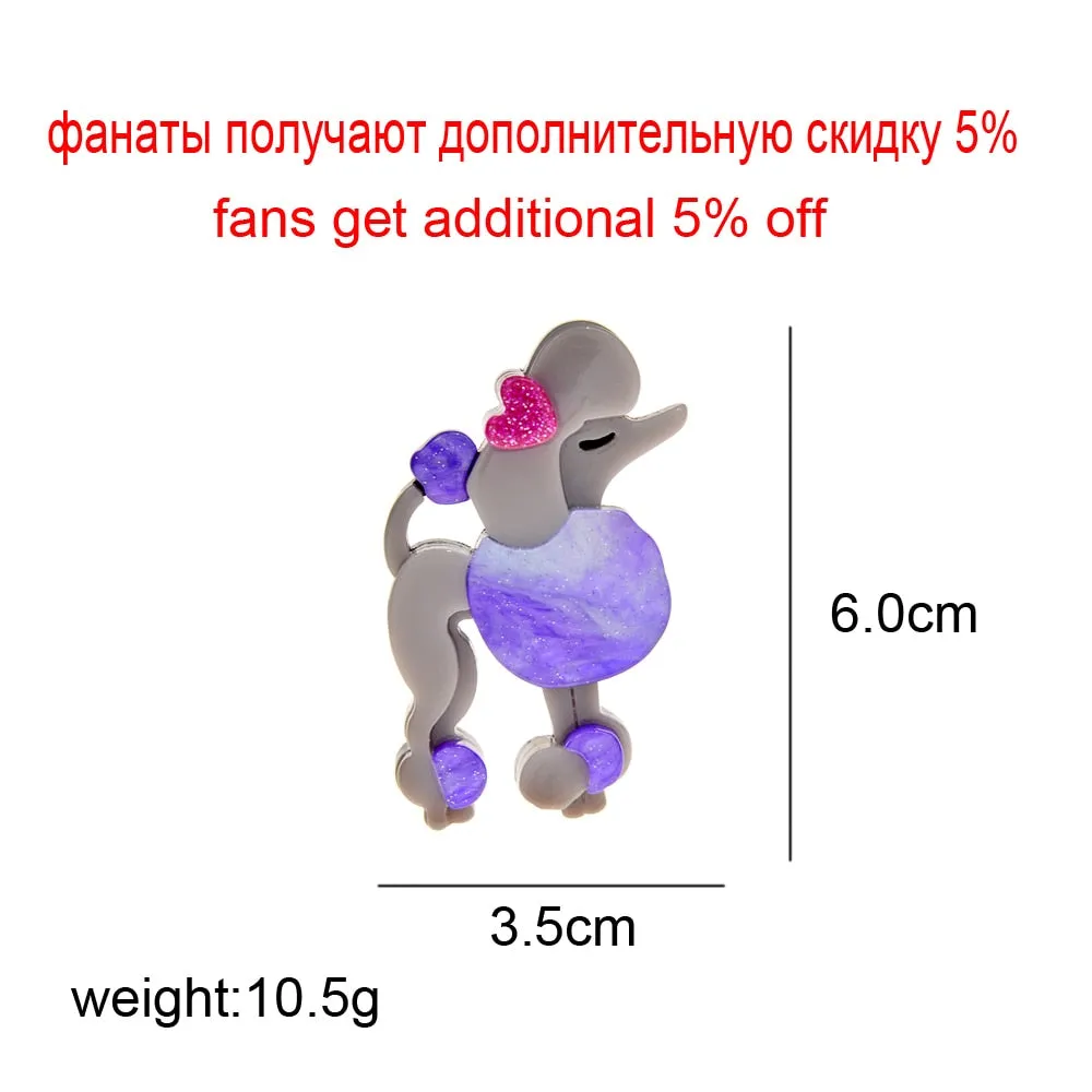 Acrylic Poodle Brooches For Women Acetate Fiber Handmade Animal Pin Dog Jewelry