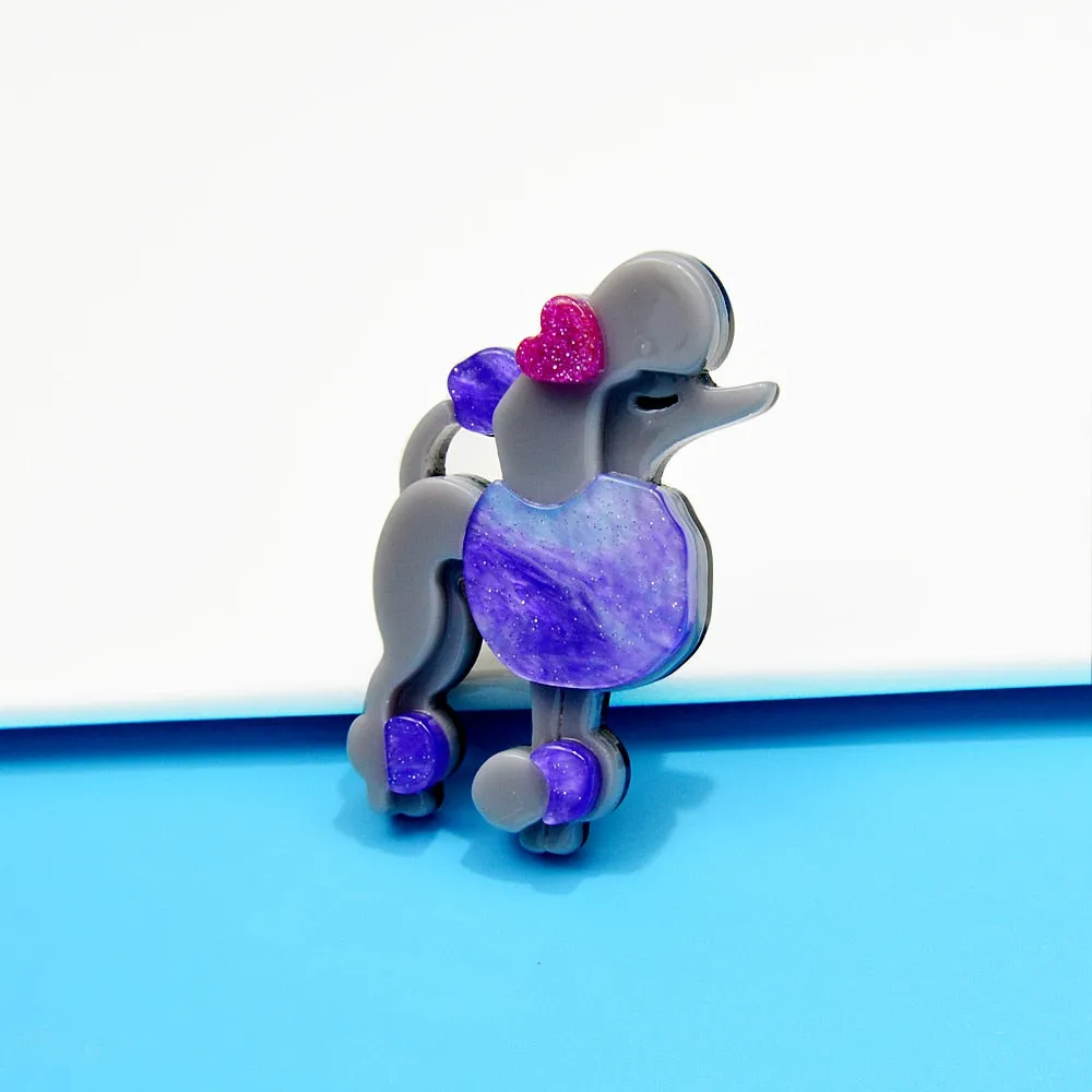 Acrylic Poodle Brooches For Women Acetate Fiber Handmade Animal Pin Dog Jewelry