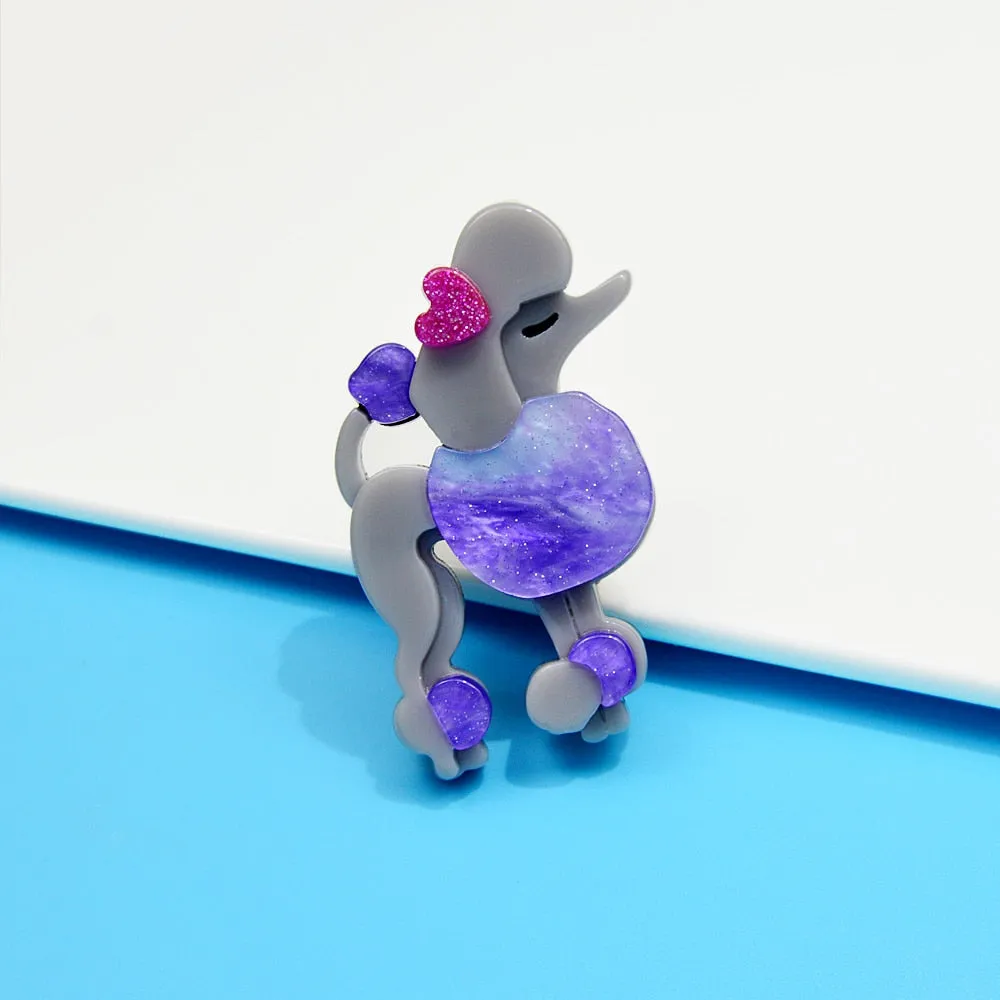 Acrylic Poodle Brooches For Women Acetate Fiber Handmade Animal Pin Dog Jewelry