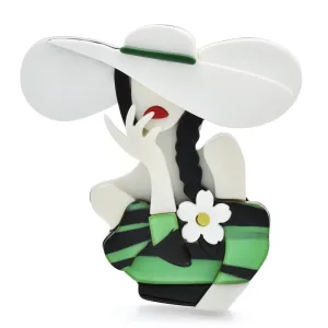 Acrylic Sexy Lady Brooches For Women 2-color Wear Big Sunhat Brooch