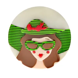 Acrylic Wear Big Hat Women Brooch
